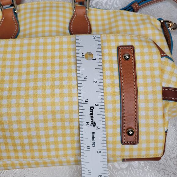 Dooney & Bourke medium handbag yellow gingham checked spring preppy fun satchel - Picture 16 of 16